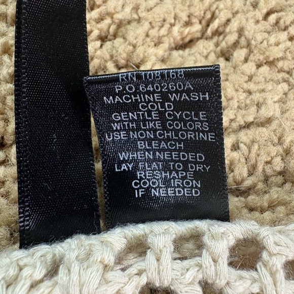 Full Tilt Beige Crochet Fringe Shawl - Picture 3 of 5